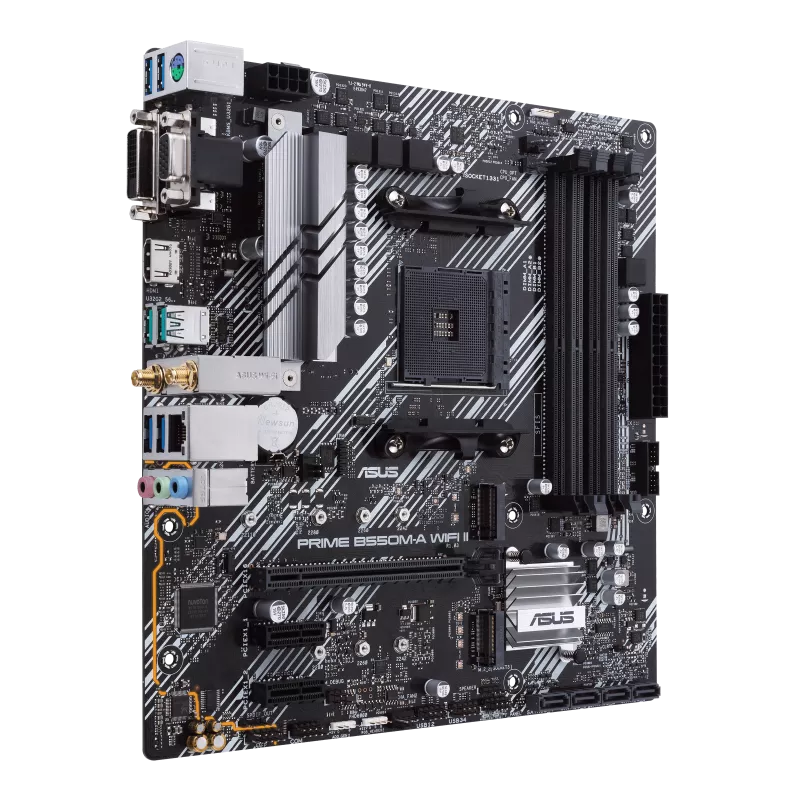 ASUS PRIME B550M-A WIFI II mATX Motherboard, AMD B550 Chipset, 4x DIMM DDR4 ASUS PRIME B550M-A WIFI II mATX Motherboard, AMD B550 Chipset, 4x DIMM DDR4
